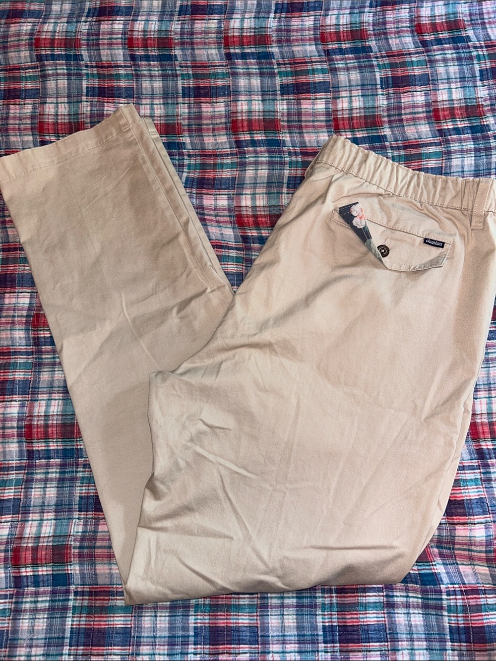 chubbies Khaki Elastic-Waist Chinos with Floral Pocket Trim